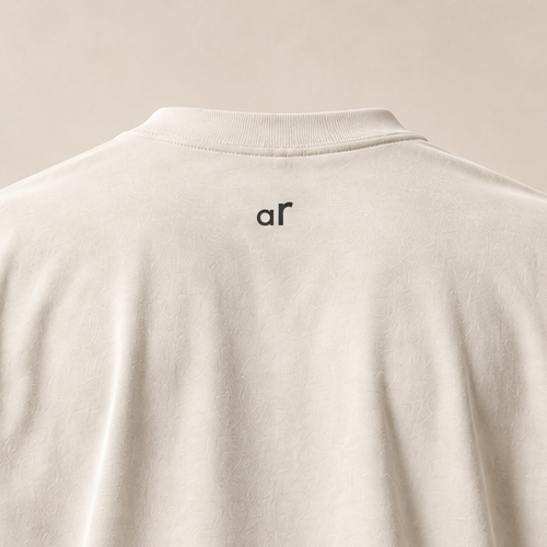 T-shirt sui biber — Appenzell Rhodes-Extérieures, écru — gros plan inscription dos (recadrage)
