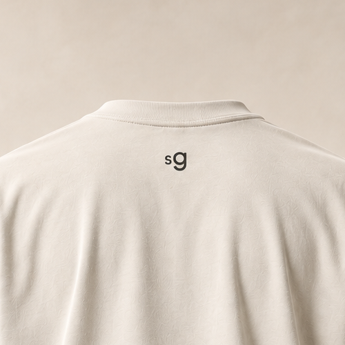 T-shirt sui bratwurst — Saint-Gall, écru — gros plan inscription dos (recadrage)