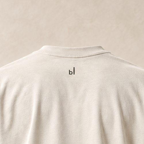 T-shirt sui chriesi — Bâle-Campagne, écru — gros plan inscription dos (recadrage)
