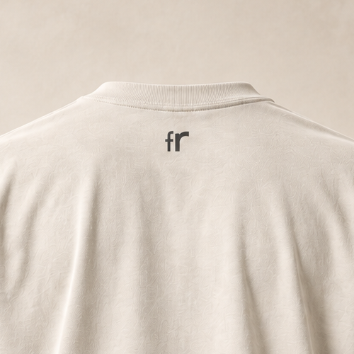 T-shirt sui cuchaule — Fribourg, écru — gros plan inscription dos (recadrage)