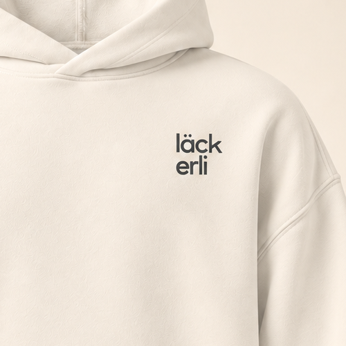 Hoodie läckerli — Bâle-Ville — bone — gros plan inscription devant (recadrage)