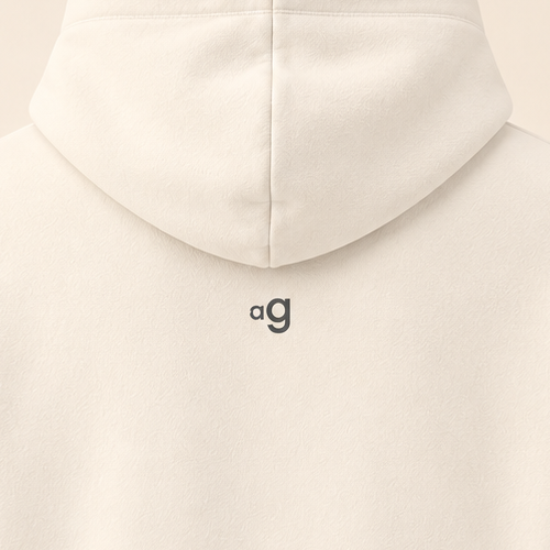 Hoodie rüebli — Argovie — bone — gros plan inscription dos (recadrage)
