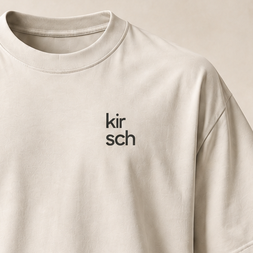 T-shirt sui SZ, écru — gros plan inscription devant (recadrage)
