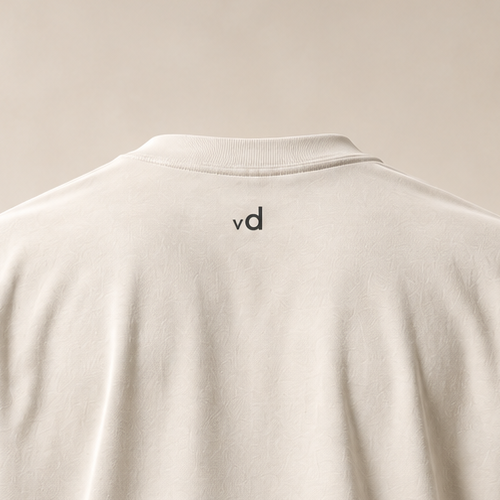 T-shirt sui papet — Vaud, écru — gros plan inscription dos (recadrage)