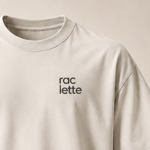 T-shirt sui raclette — Valais, écru — gros plan inscription devant (recadrage)