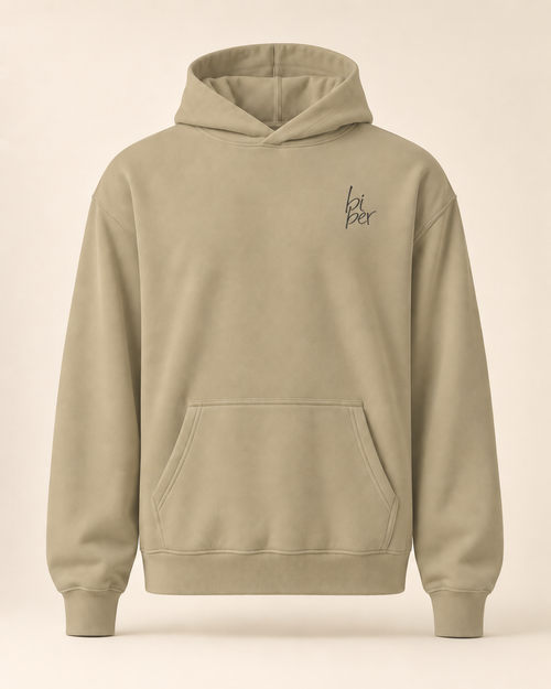 Hoodie biber — Appenzell Rhodes-Extérieures — sand — vue face sans mannequin — manuscrit