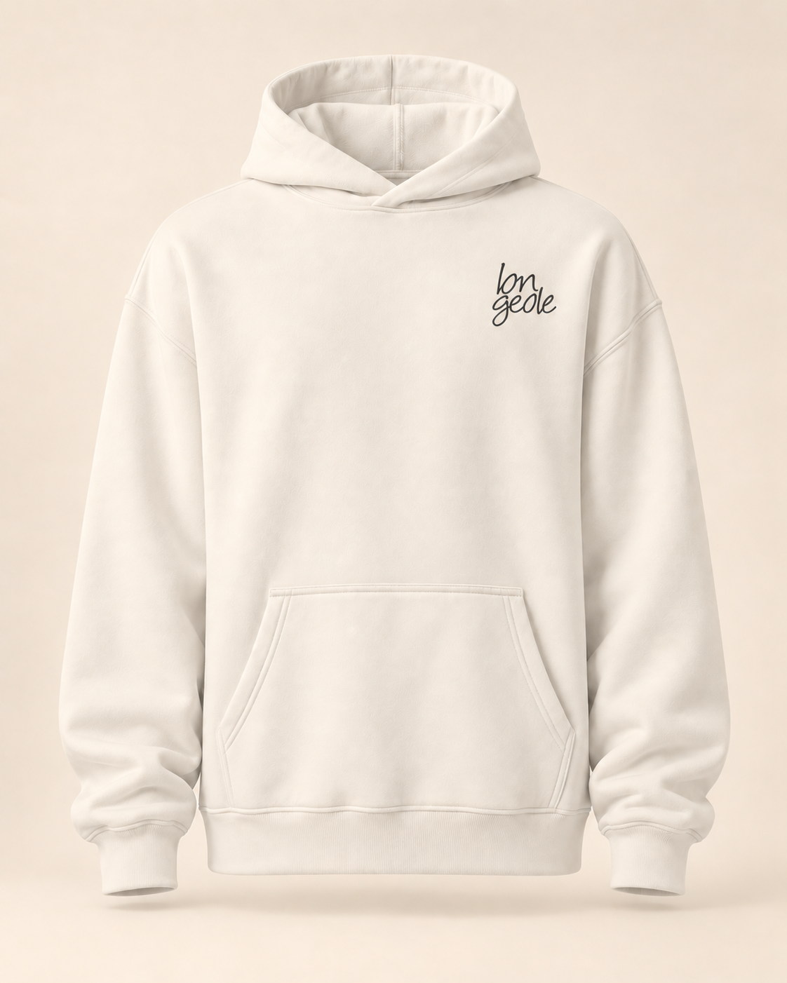 Hoodie longeole — Genève — bone — vue face sans mannequin — manuscrit