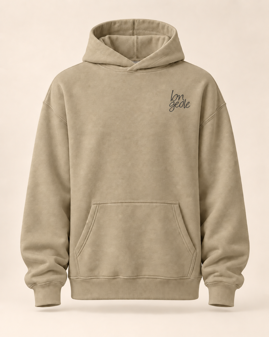 Hoodie longeole — Genève — sand — face — manuscrit