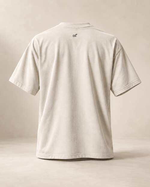 T-shirt sui biber — Appenzell Rhodes-Extérieures, écru — vue dos, mockup réaliste