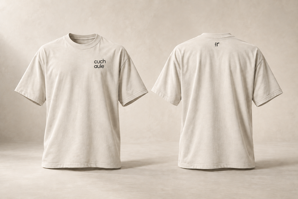 cuchaule — Fribourg — maquette en volume, t-shirt écru devant et dos