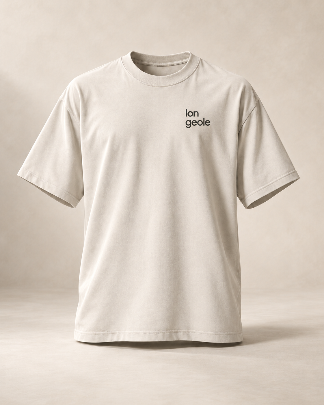 T-shirt sui longeole — Genève, écru — vue face, mockup réaliste