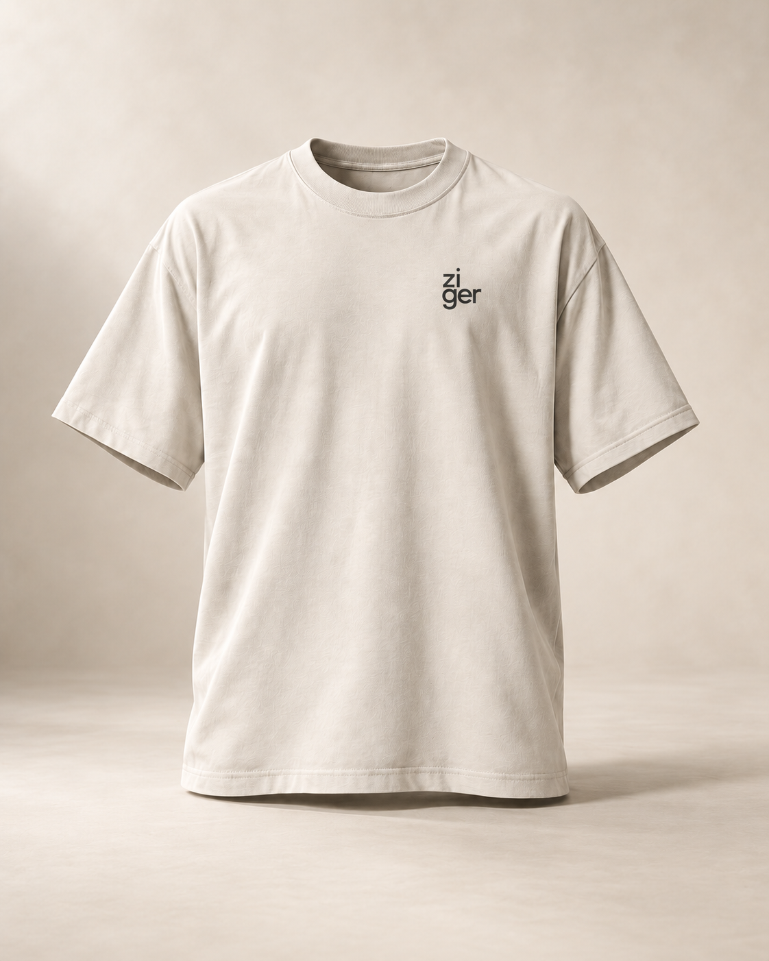 T-shirt sui ziger — Glaris, écru — vue face, mockup réaliste