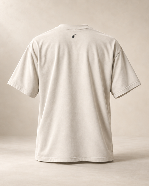T-shirt sui capuns — Grisons, écru — vue dos, mockup réaliste