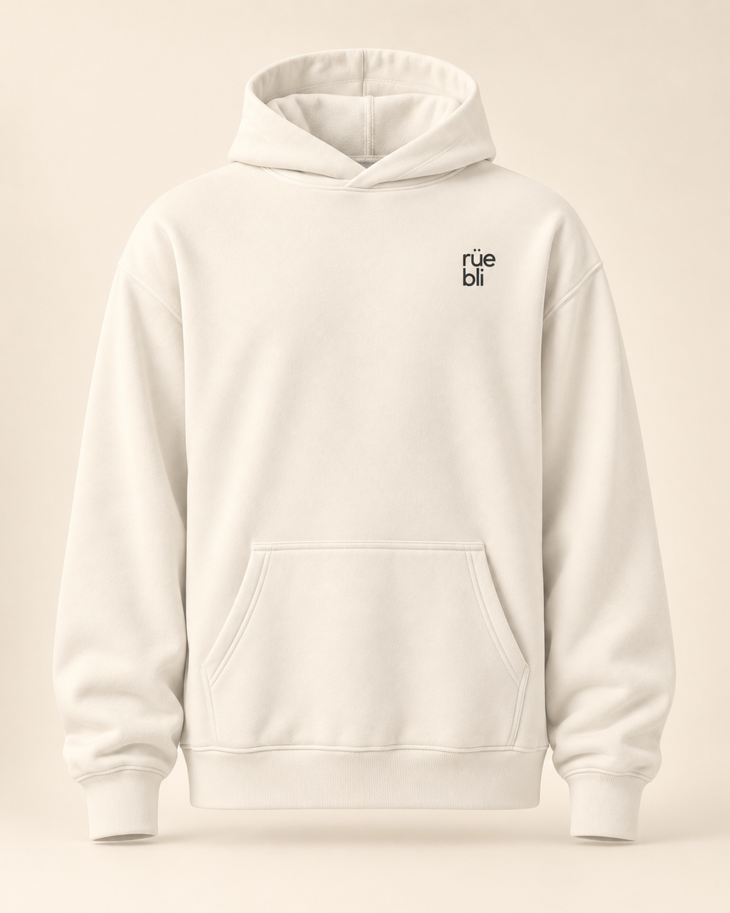 Hoodie rüebli — Argovie — bone, vue face, vêtement seul — mockup réaliste