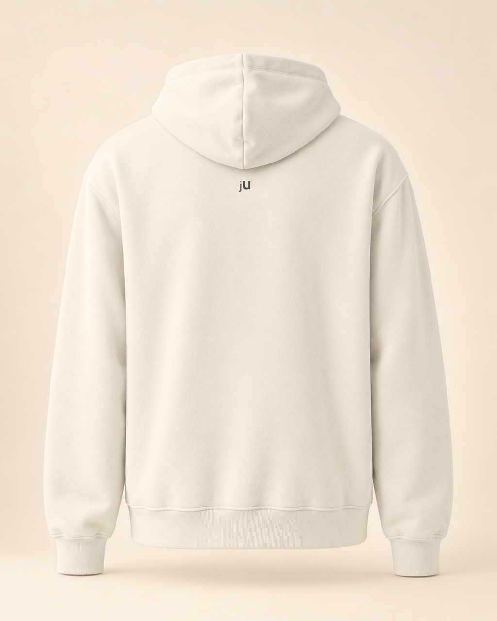 Hoodie totché — Jura — bone, vue dos, vêtement seul — mockup réaliste