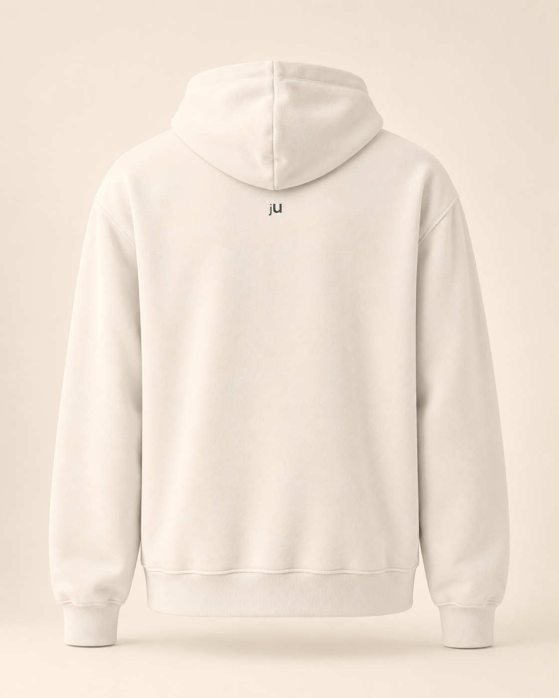 Hoodie totché — Jura — bone, vue dos, vêtement seul — mockup réaliste