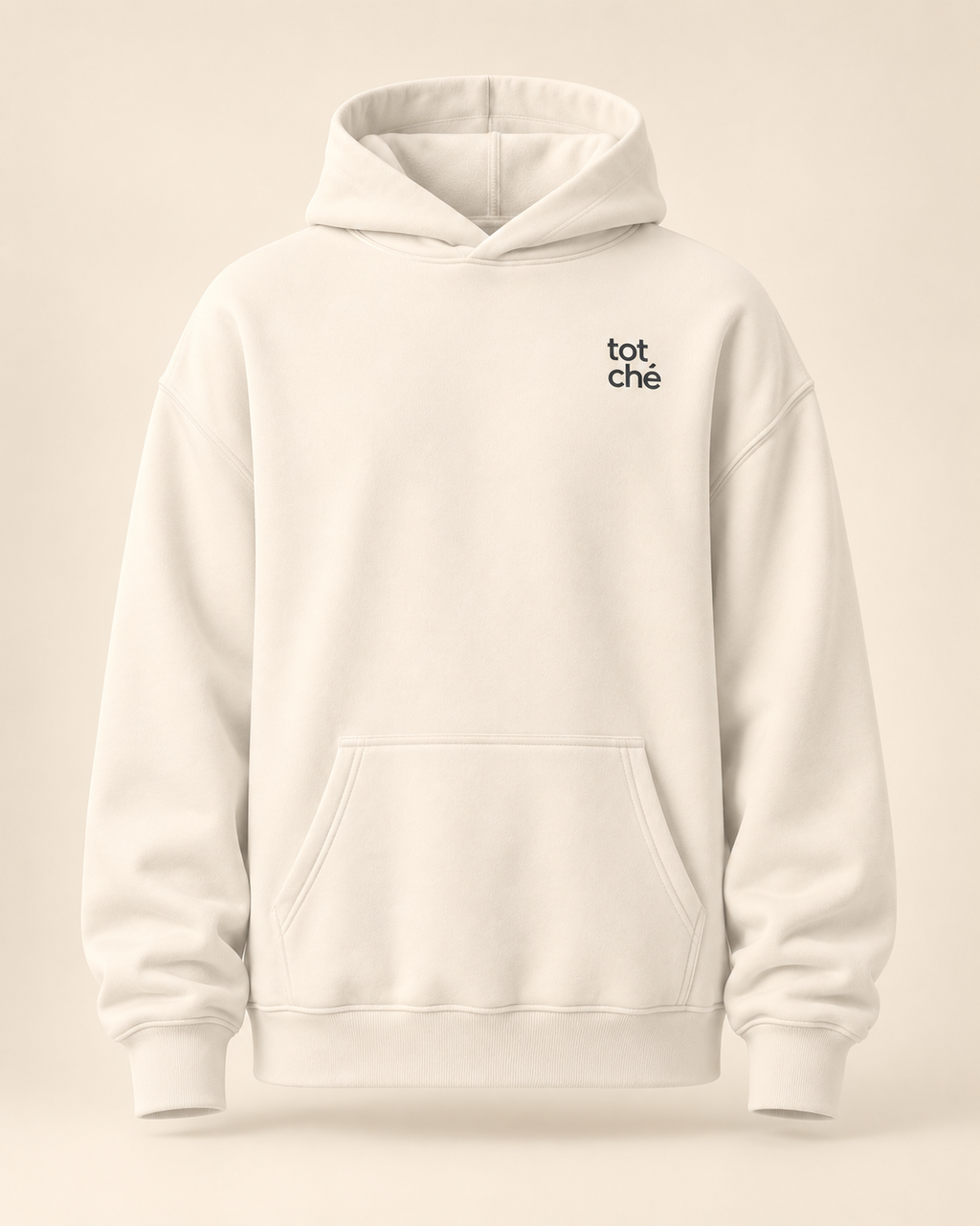 Hoodie totché — Jura — bone, vue face, vêtement seul — mockup réaliste