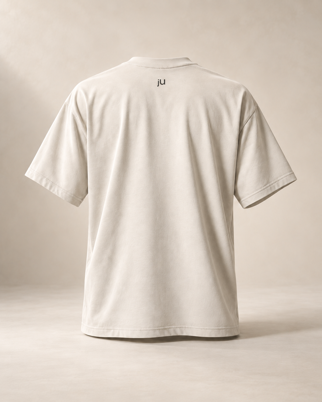 T-shirt sui totché — Jura, écru — vue dos, mockup réaliste