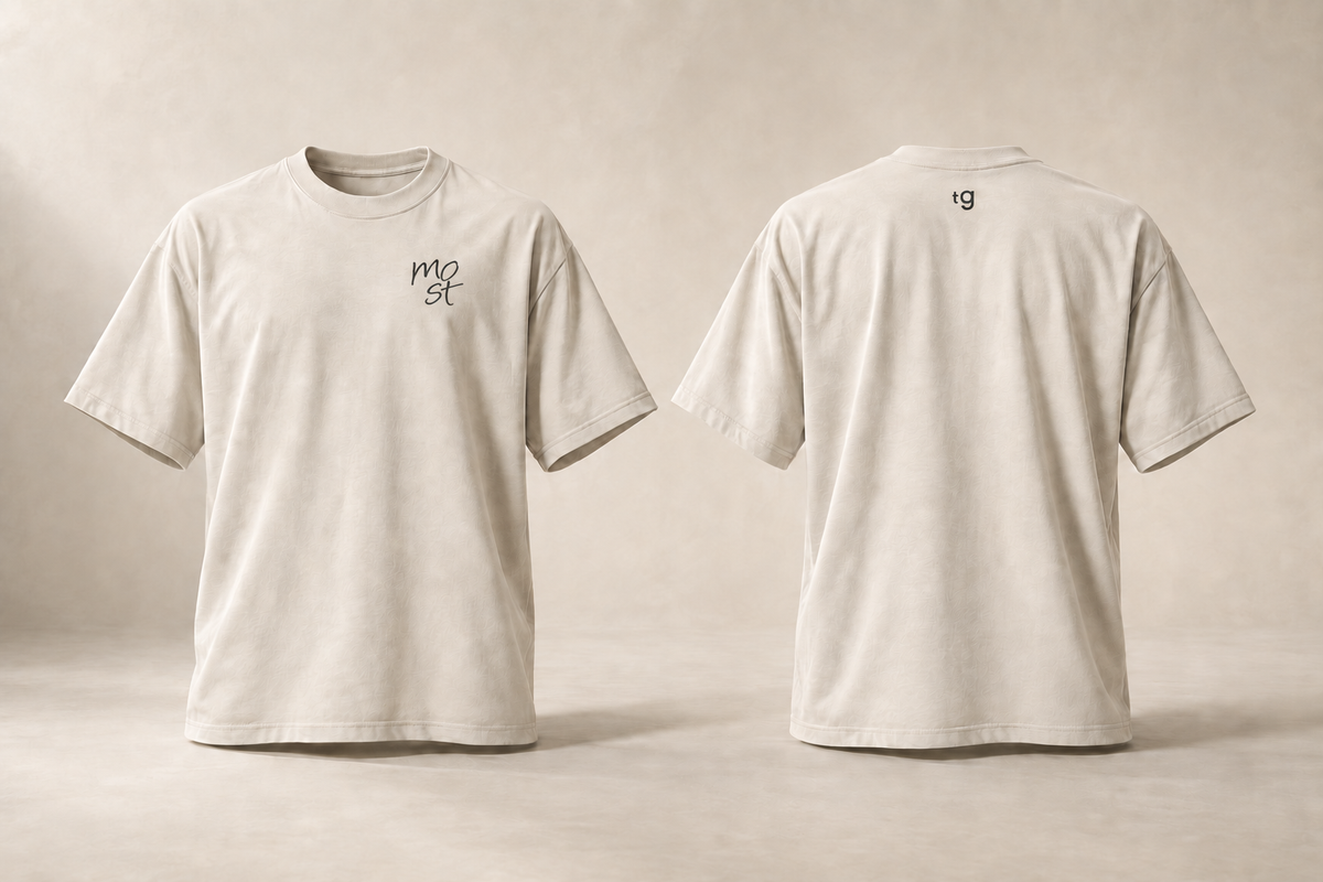 T-shirt most — Thurgovie — écru — devant et dos — manuscrit