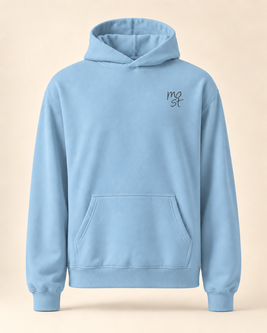 Hoodie most — Thurgovie — Carolina Blue — devant manuscrit