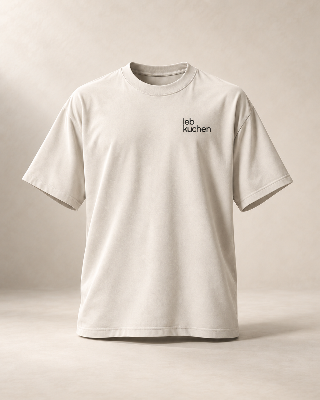 T-shirt sui NW, écru — vue face, mockup réaliste