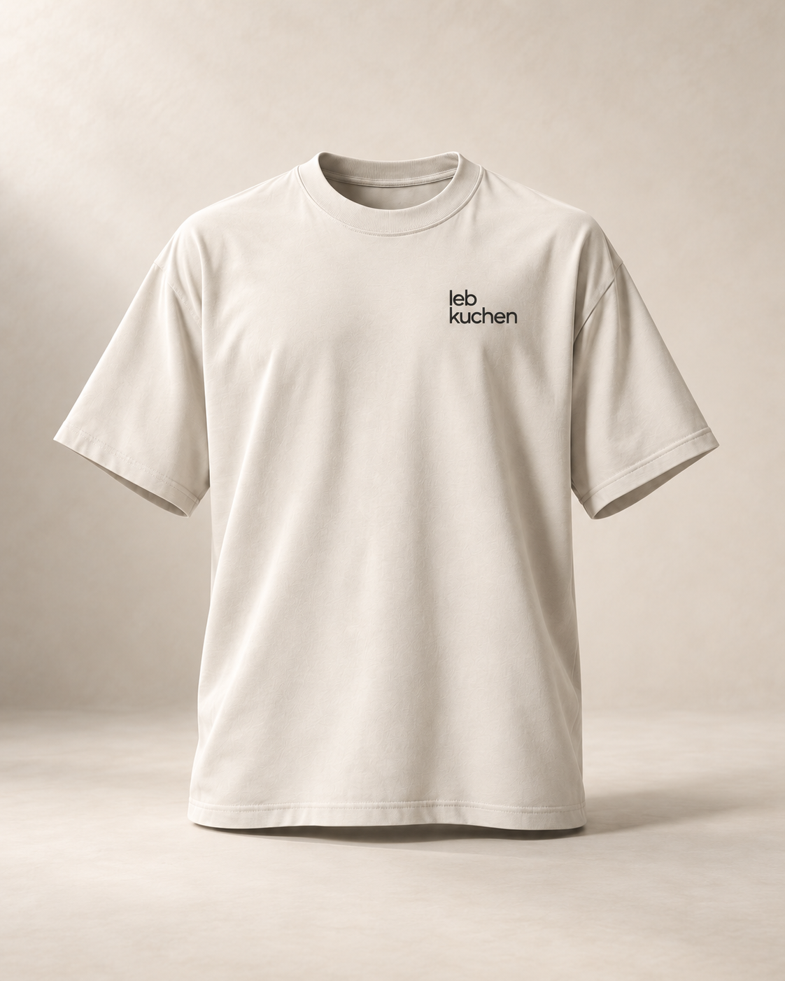 T-shirt sui NW, écru — vue face, mockup réaliste
