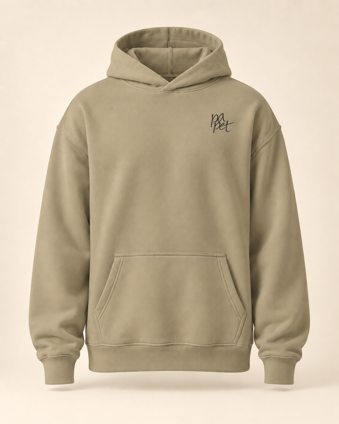 Hoodie papet — Vaud — Sand — vue de face — manuscrit