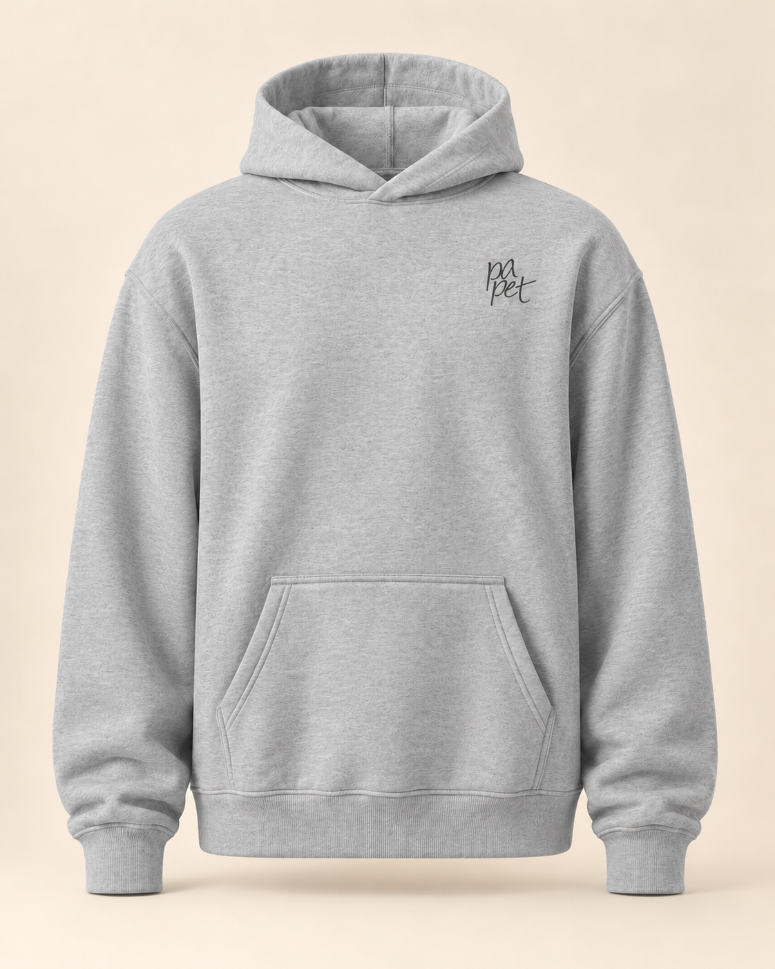 Hoodie papet — Vaud — Athletic Heather — vue de face — manuscrit