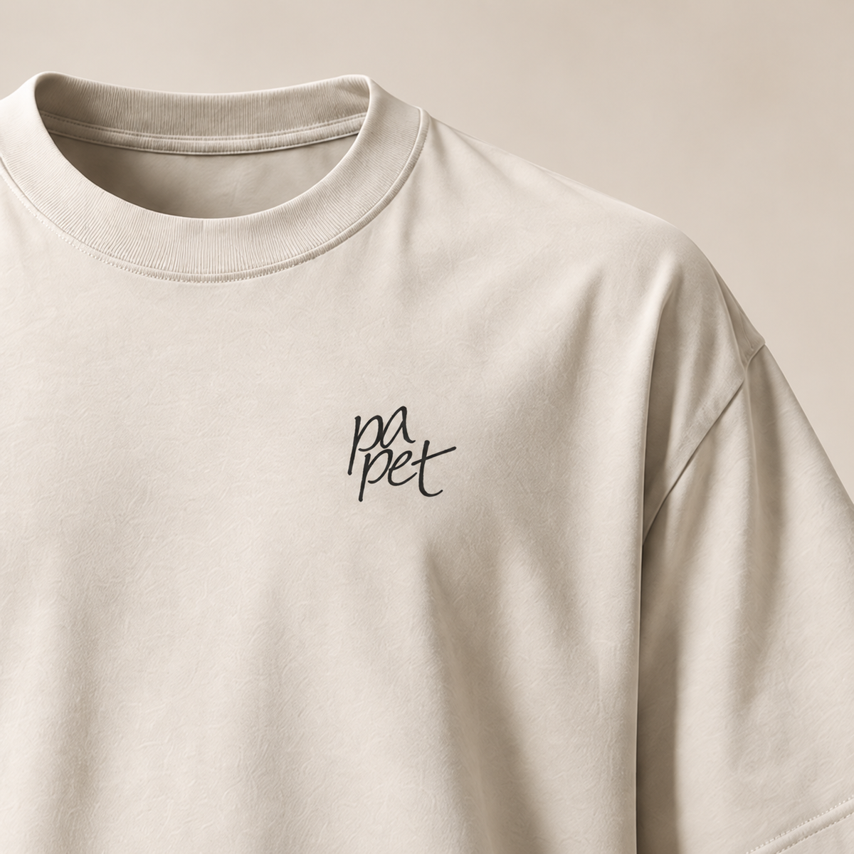 T-shirt papet — Vaud — écru — gros plan devant — manuscrit