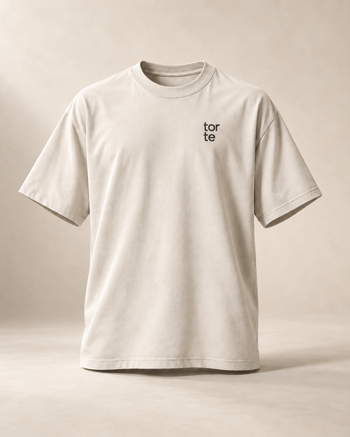 T-shirt sui torte — Soleure, écru — vue face, mockup réaliste