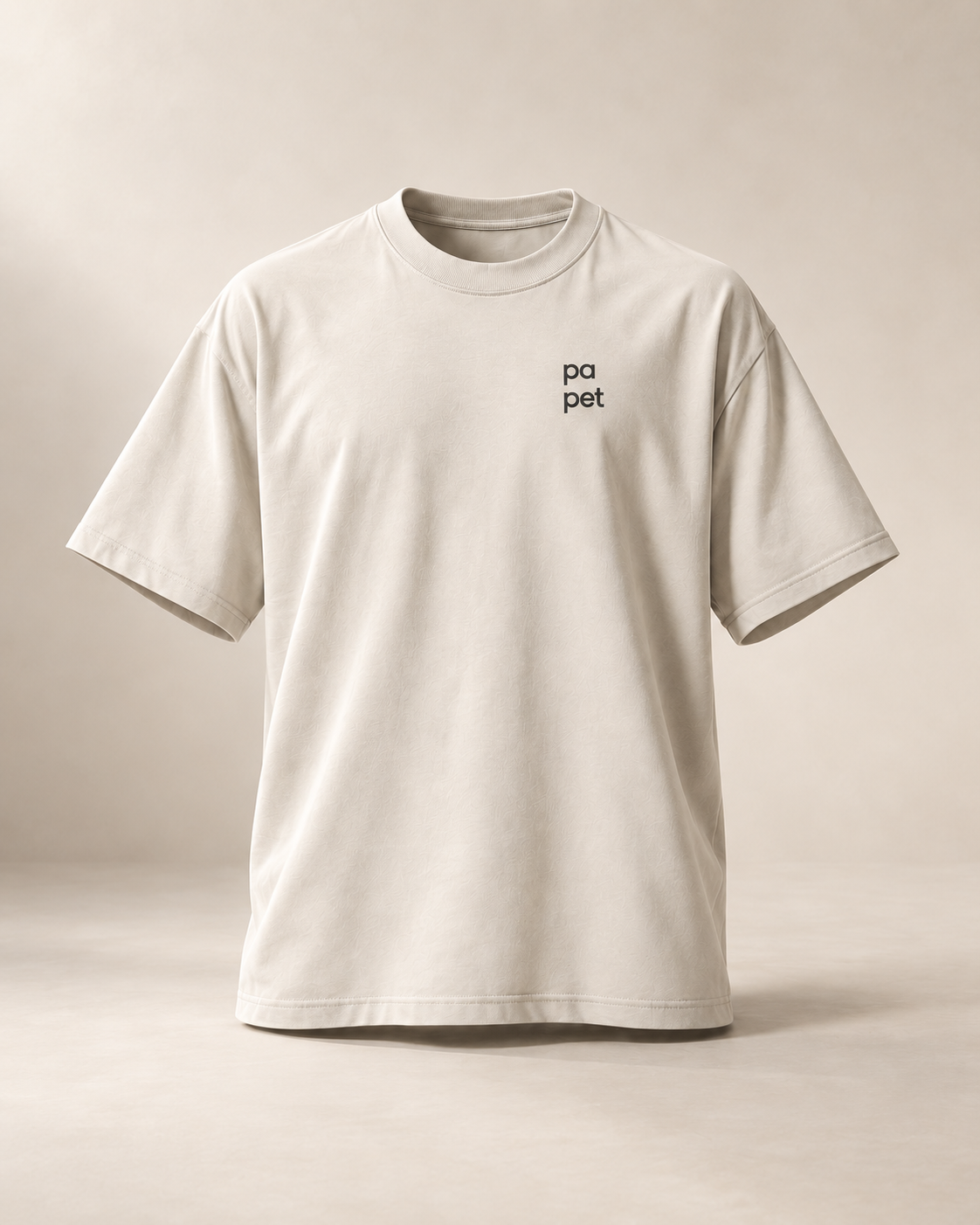 T-shirt sui papet — Vaud, écru — vue face, mockup réaliste