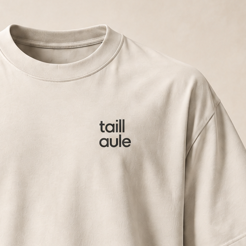T-shirt sui taillaule — Neuchâtel, écru — gros plan inscription devant (recadrage)