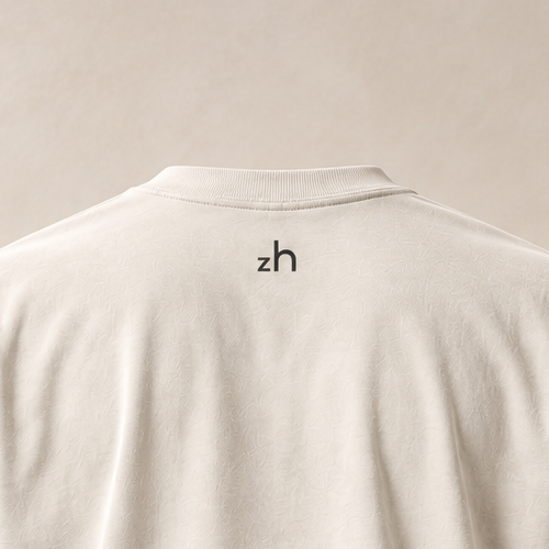 T-shirt sui tirggel — Zurich, écru — gros plan inscription dos (recadrage)