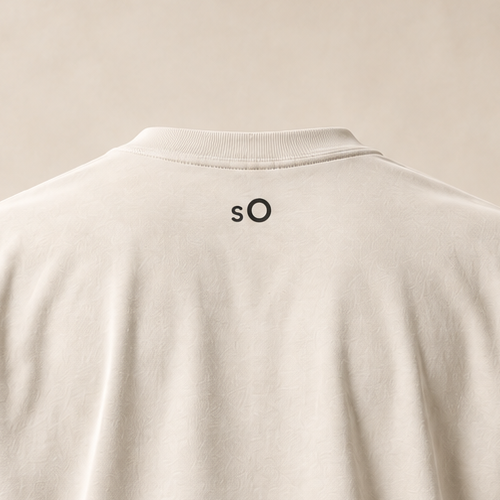T-shirt sui torte — Soleure, écru — gros plan inscription dos (recadrage)