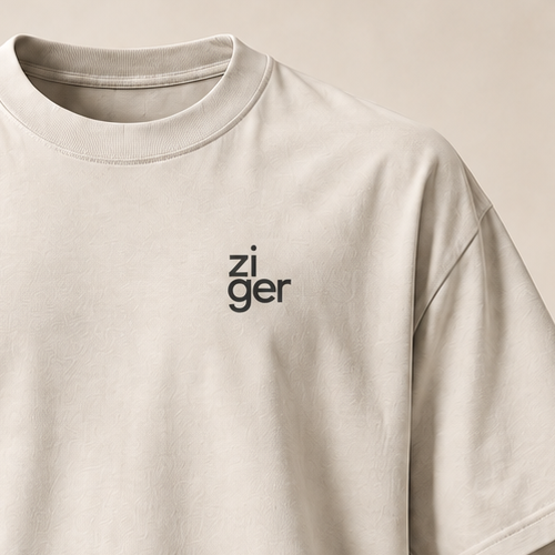 T-shirt sui ziger — Glaris, écru — gros plan inscription devant (recadrage)