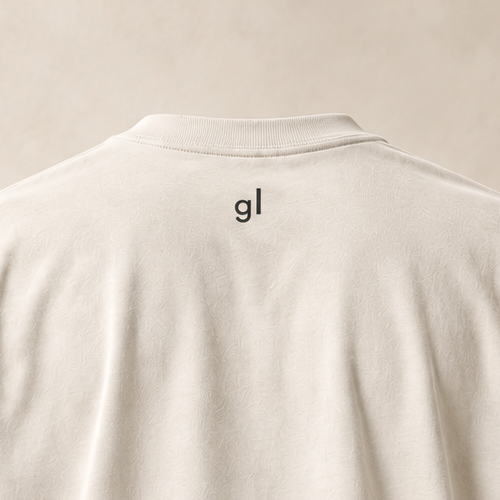 T-shirt sui ziger — Glaris, écru — gros plan inscription dos (recadrage)